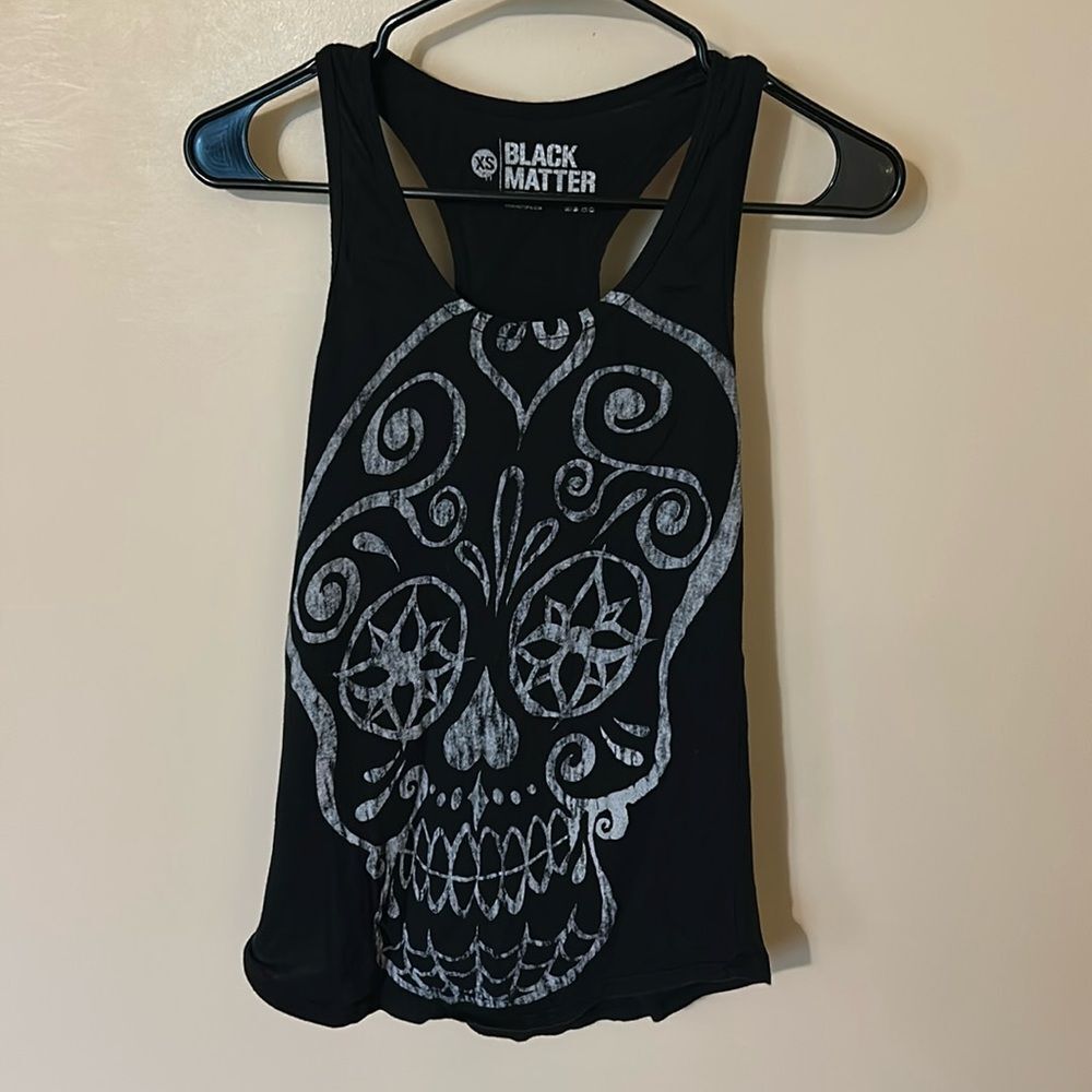 Black Matter Skull Racerback Tank 100% cotton Xs
